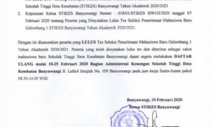 PENGUMUMAN SIPENMARU GEL.1 TA 2020-2021
