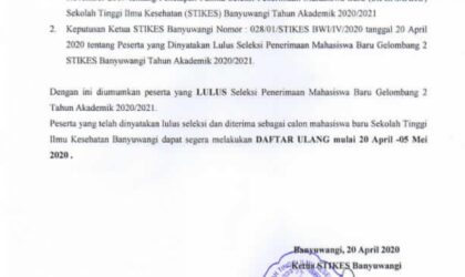 PENGUMUMAN SIPENMARU GEL.2 TA. 2020 – 2021