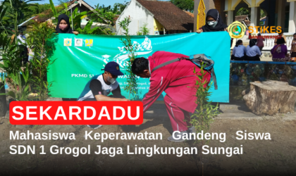 Mahasiswa Keperawatan Gandeng Siswa SDN 1 Grogol Jaga Lingkungan Sungai