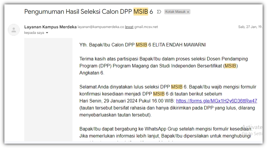LULUS sebagai DPP MSIB Angkatan 6 2024