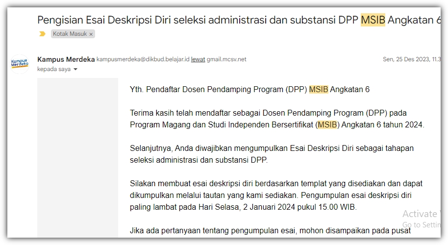 ucapan terima kasih telah mendaftar sebagai Dosen Pendamping Program (DPP)