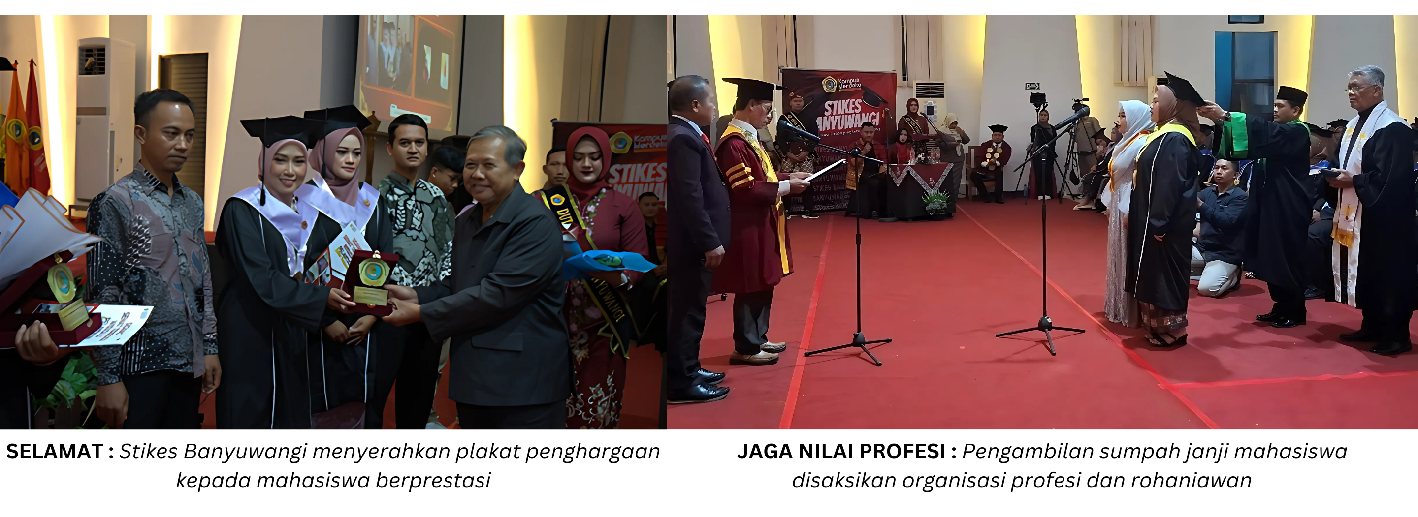 Penyerahan Plakat Mahasiswa berprestasi dan Proses Pengambilan sumpah
